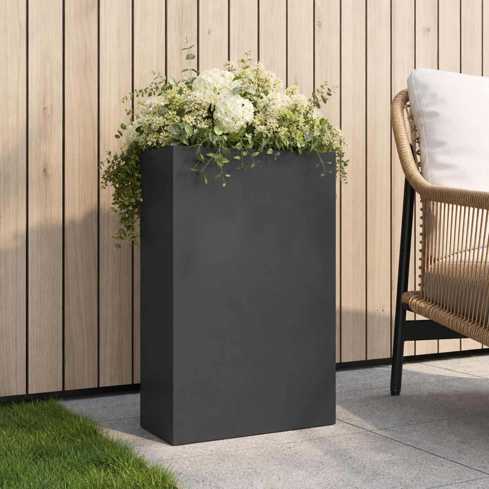 Have blomsterkrukke i antracit 50 x 20 x 75 cm i koldvalset stål