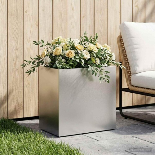 Have blomsterkrukke i rustfrit stål 50 x 30 x 50 cm - sølv