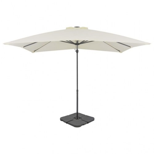 Haveparasol m. transportabel fod sandfarvet