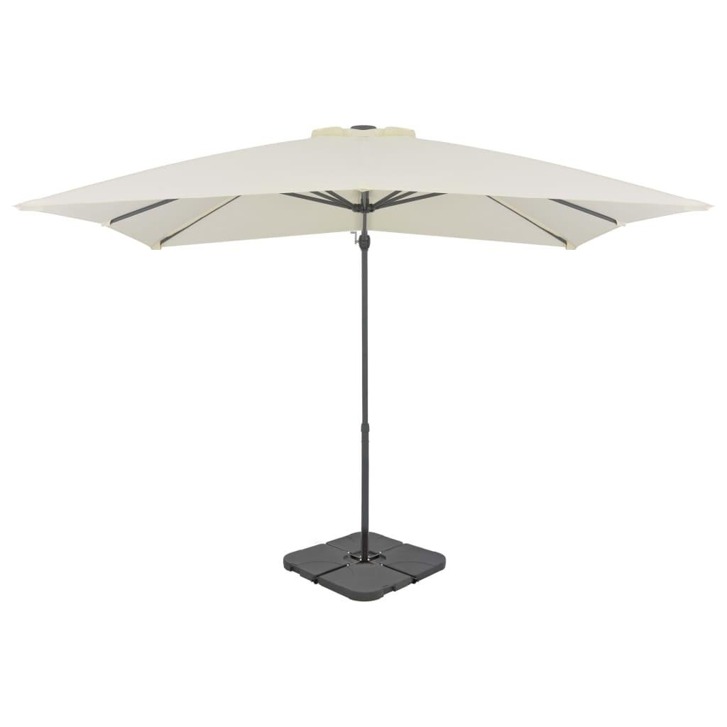 Haveparasol m. transportabel fod sandfarvet
