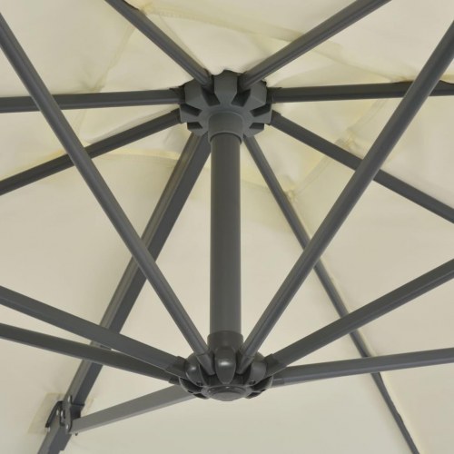 Haveparasol m. transportabel fod sandfarvet