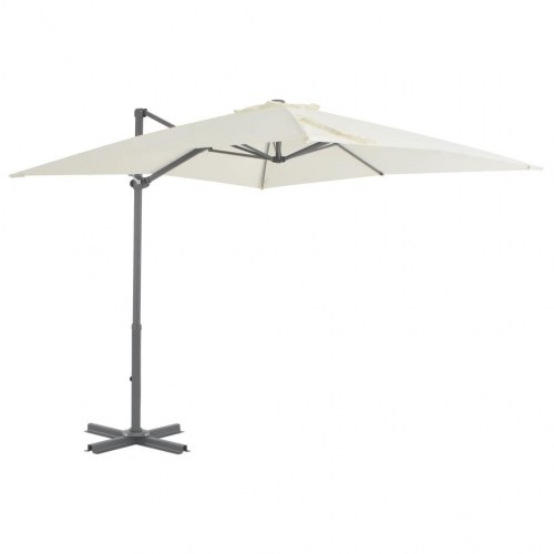 Haveparasol m. transportabel fod sandfarvet