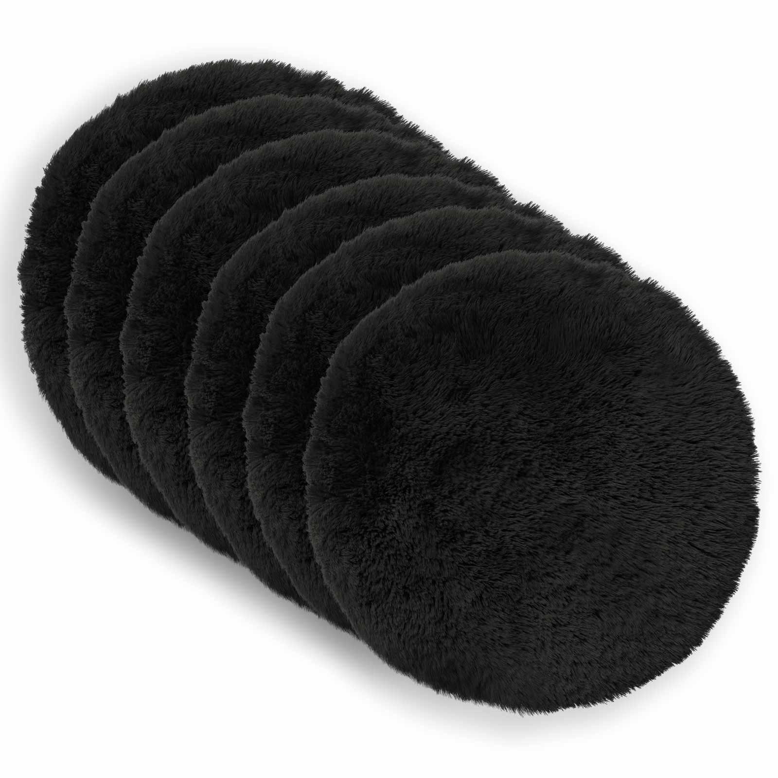 Rund pyntepude HEERLEN 2 stk. i sort PV fleece