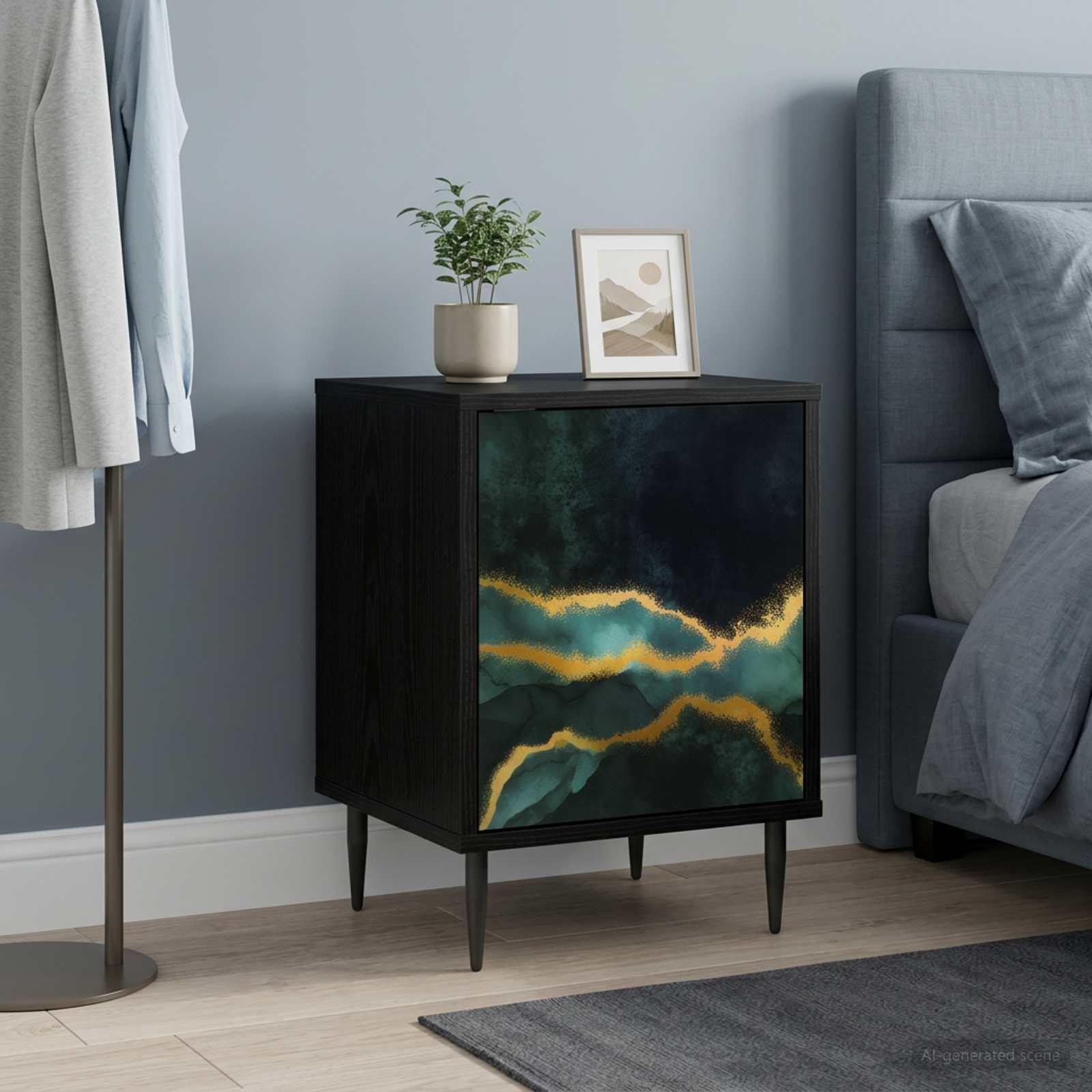 Natskab WIJHE i sort eg 36 x 33 x 51 cm - natbord med 1 dør