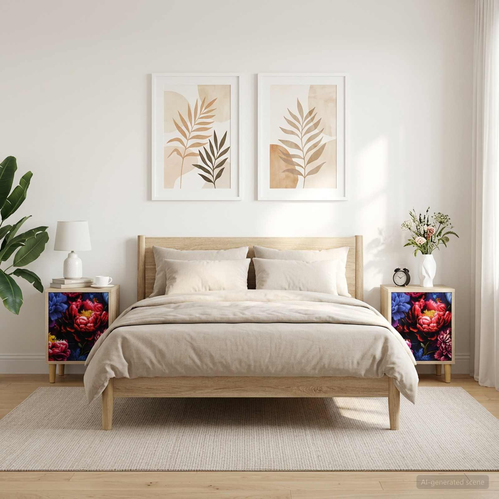 Natskab KIEL 2 stk. i sonoma-eg 50 x 36 x 33 cm med blomsterfront