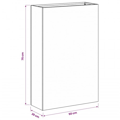 Blomsterkrukke 2 stk. i rustent cortenstål 50 x 20 x 75 cm