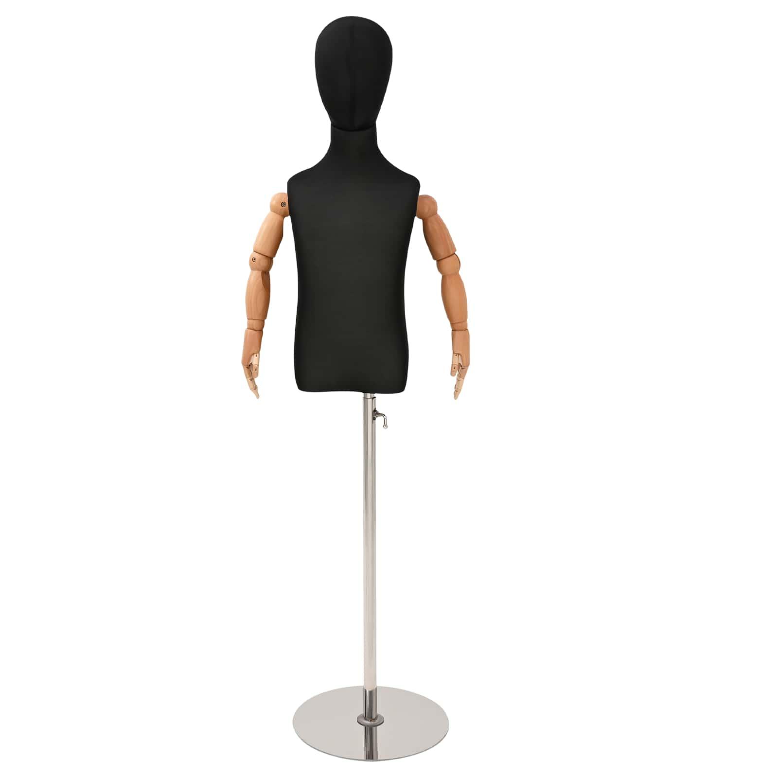 Justerbar mannequin 120-150 cm med base unisex PP sort