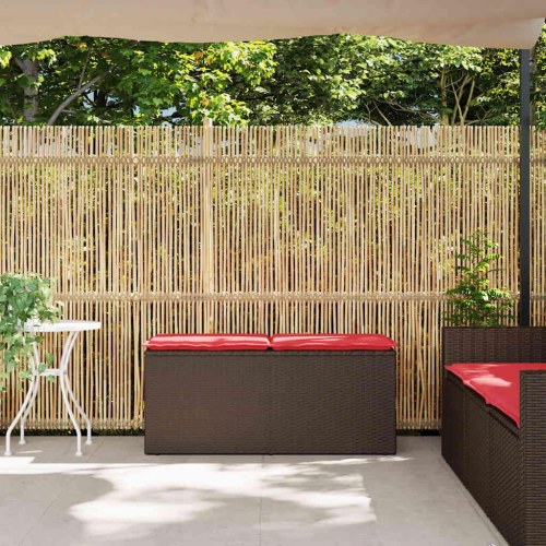 Havebænk med hynde 110 x 40 x 44 cm polyrattan brun og rød