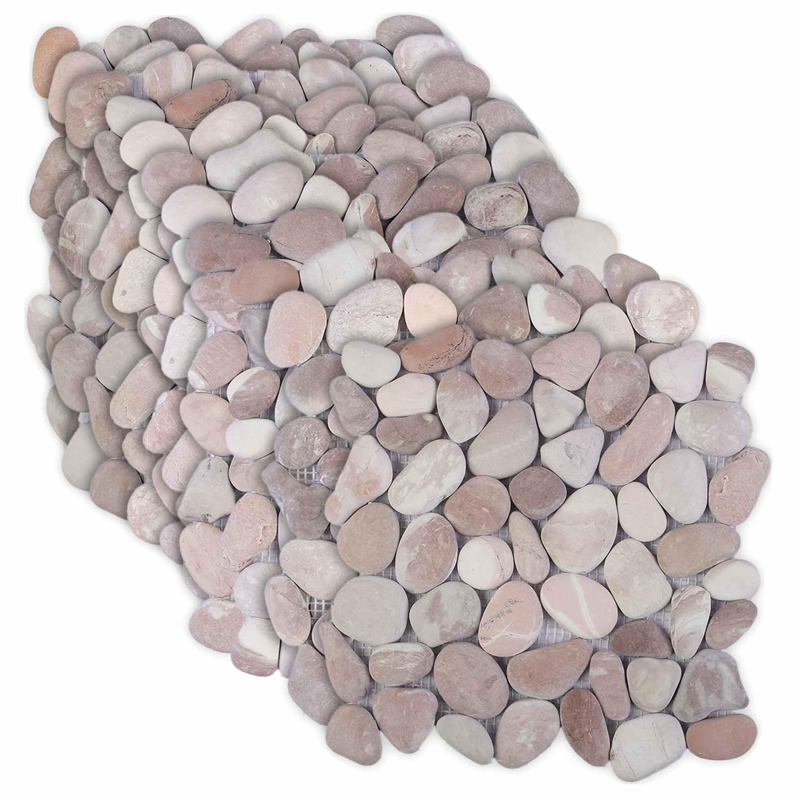 Pebble fliser beige og lys rosa 30 x 30 cm i flodsten