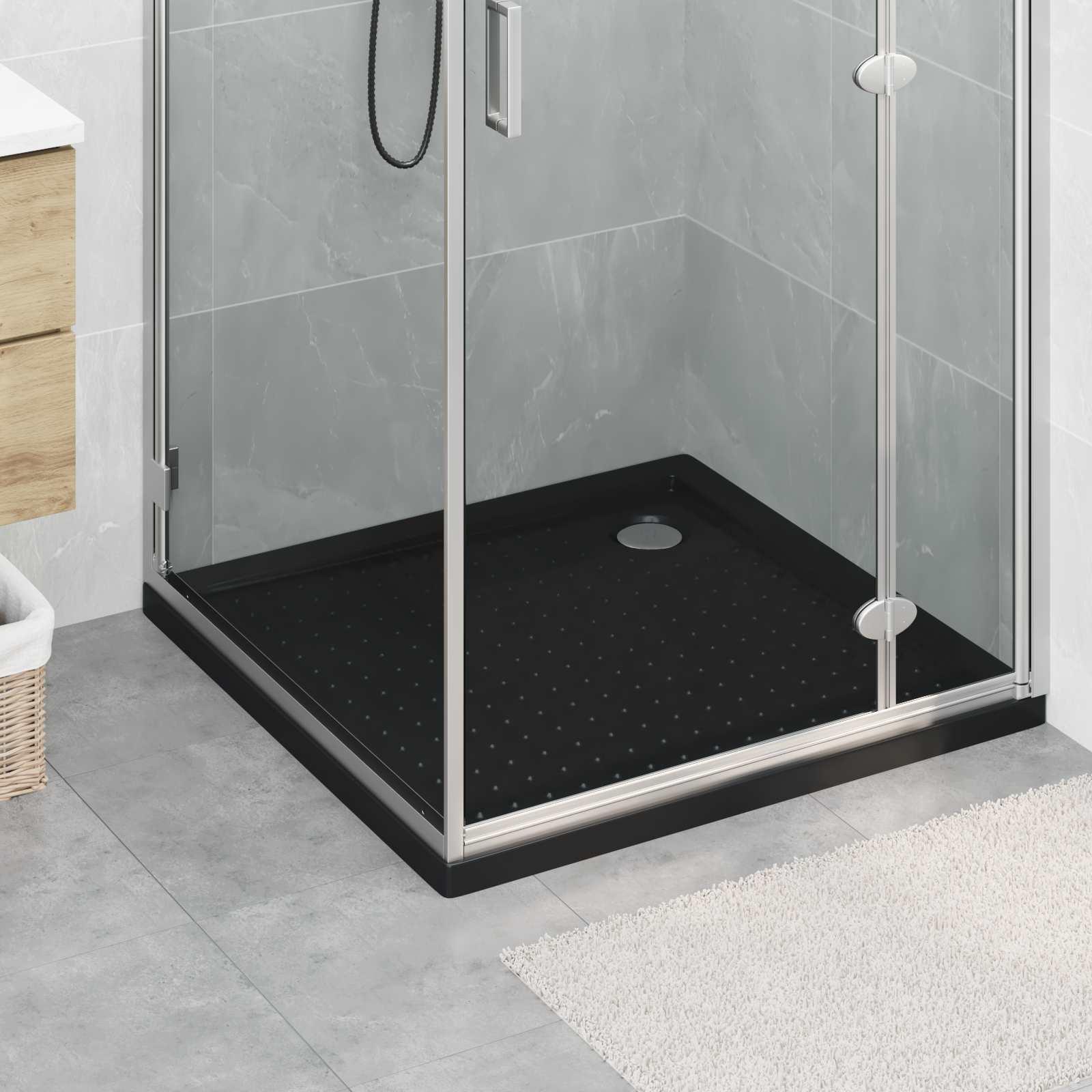 Brusebund med dots 90 x 90 x 4 cm ABS sort