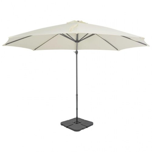 Haveparasol m. transportabel fod sandfarvet