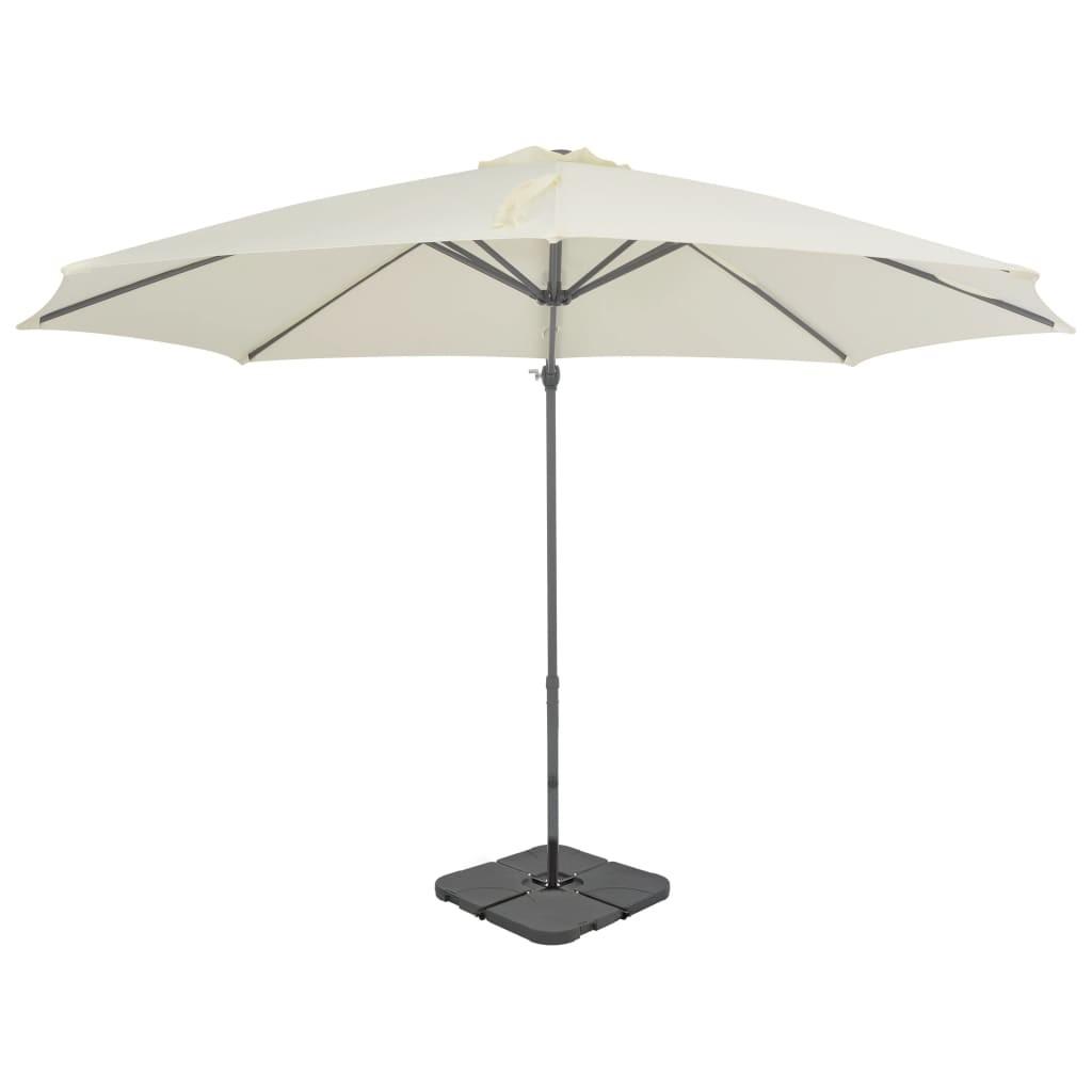 Haveparasol m. transportabel fod sandfarvet