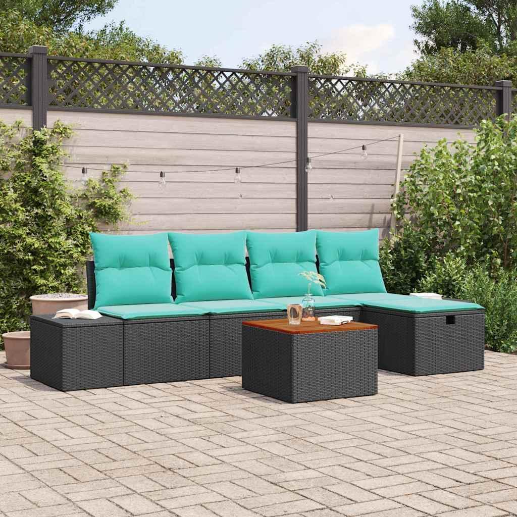 Havesofa sæt 6 stk. i sort polyrattan