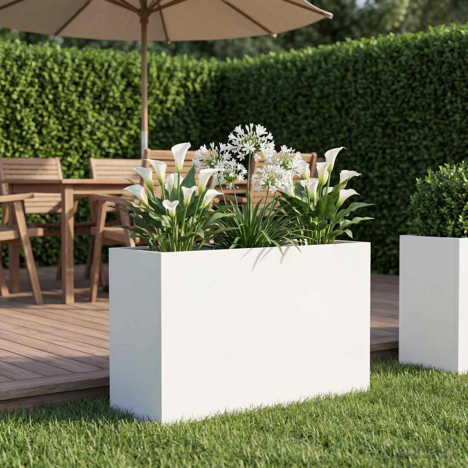 Blomsterkrukke til have i hvid 80 x 30 x 50 cm - koldvalset stål