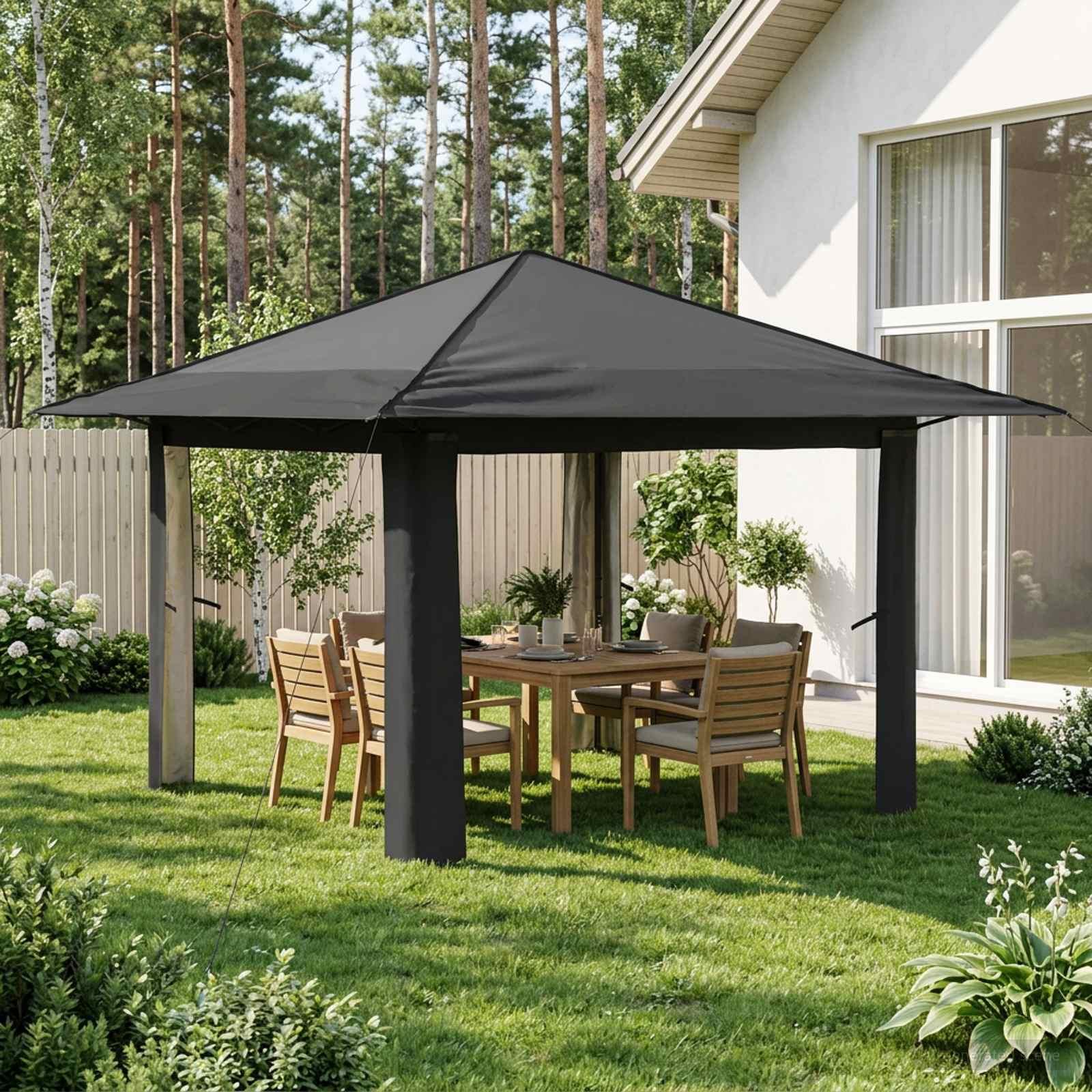 Gazebo uden sider i lysegrå og antracit - højdejusterbar pavillon