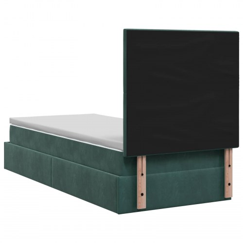 Ottoman seng med madras 80 x 200 cm i mørkegrøn fløjl