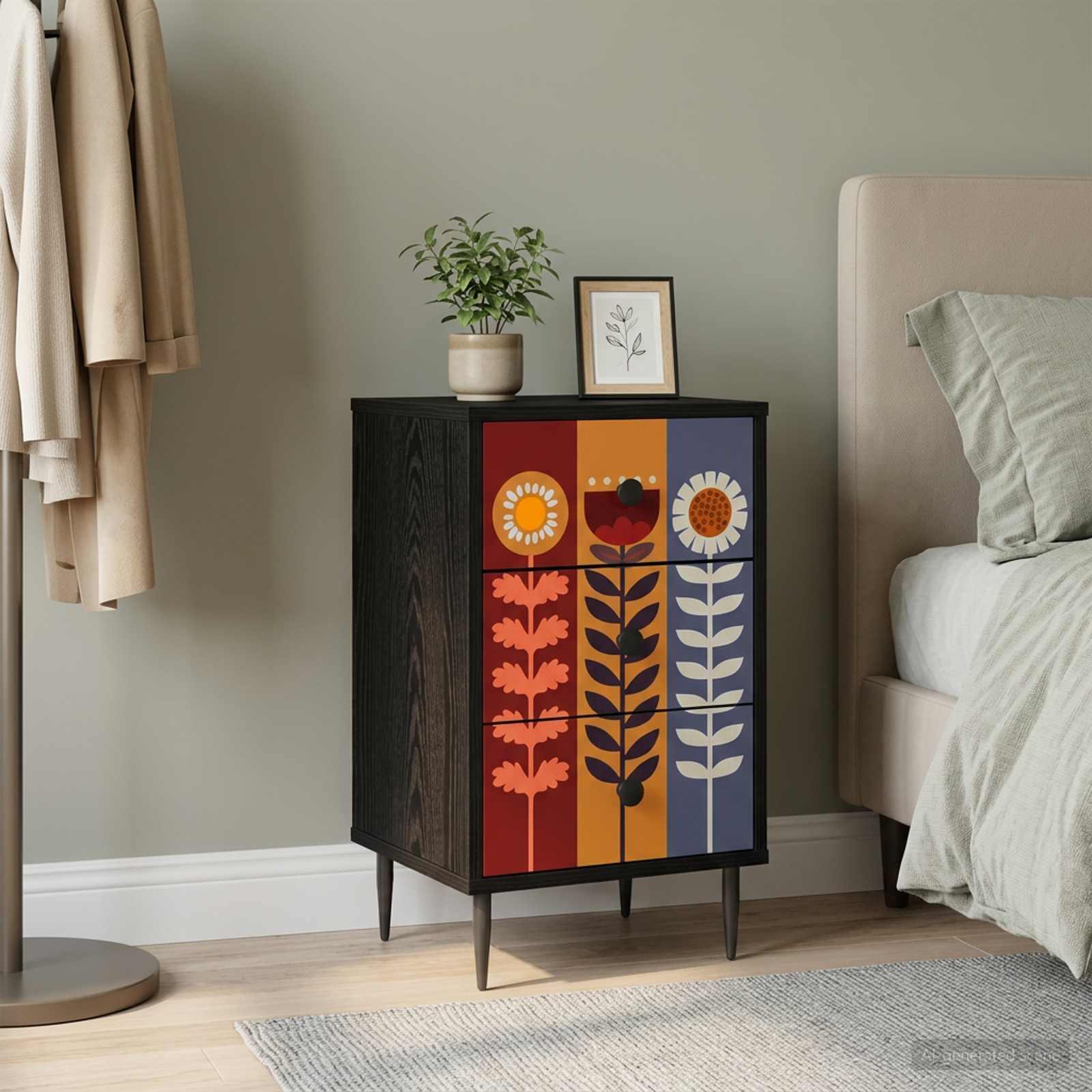 Natskab ESSEN i sort eg 36 x 33 x 61 cm med 3 skuffer