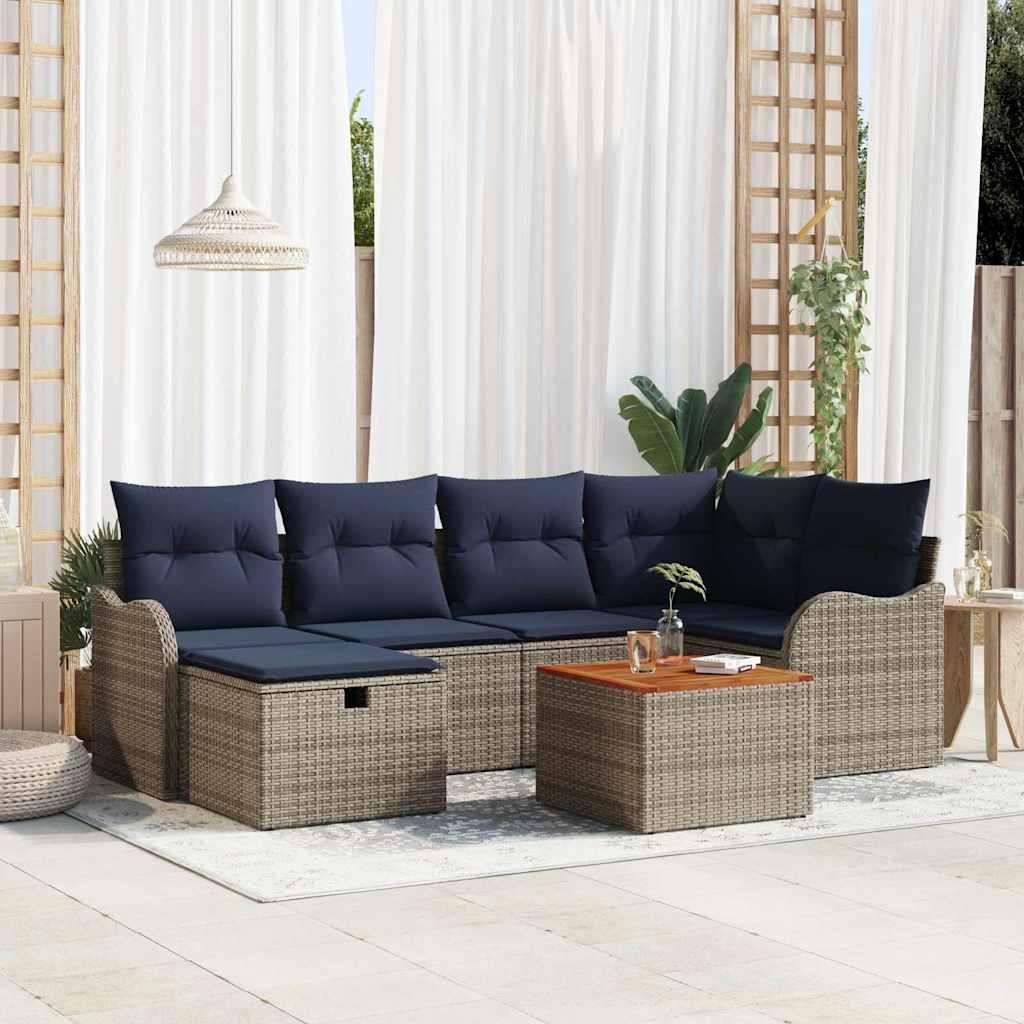 Havesofa sæt 7 dele i grå polyrattan