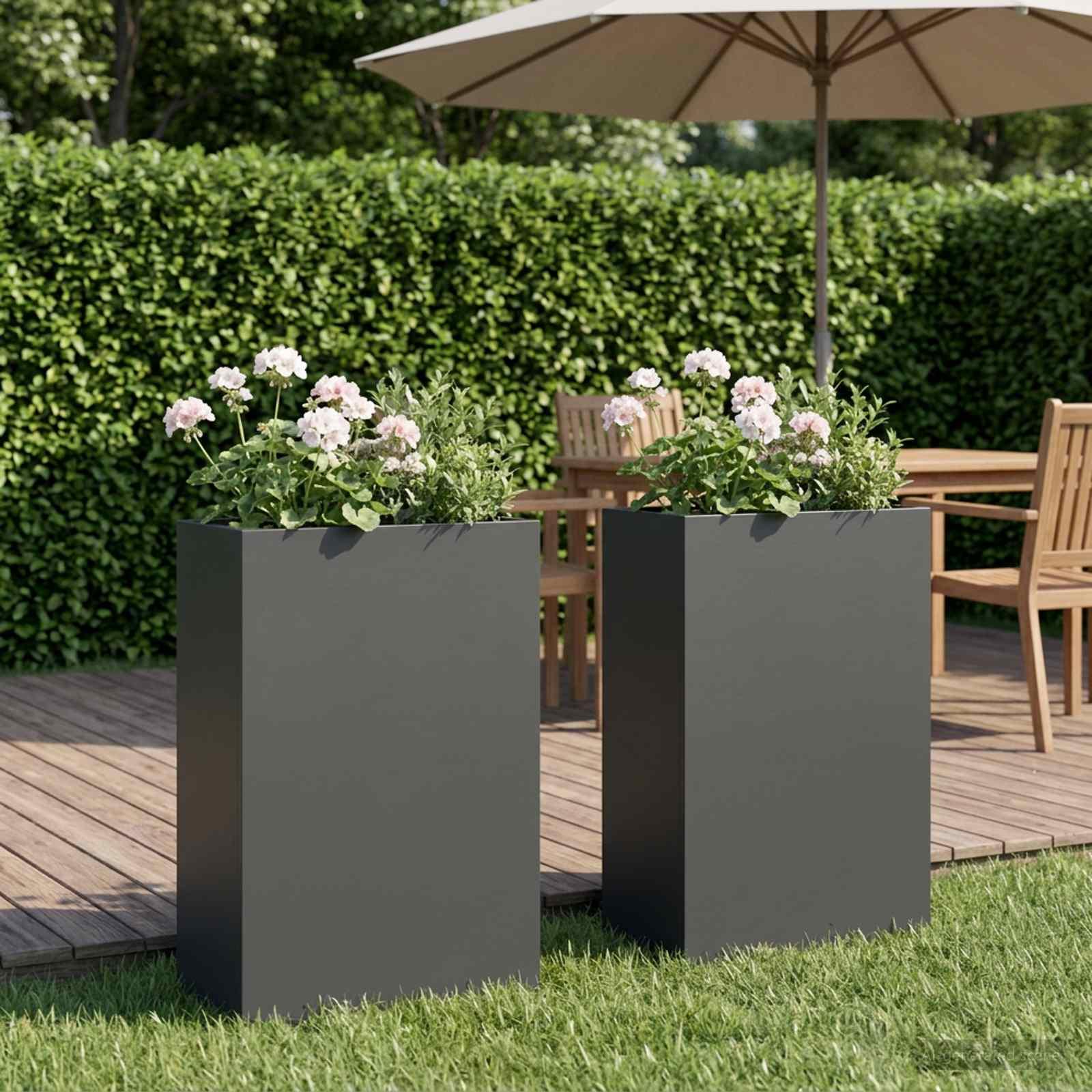 Have blomsterkrukke 2 stk. antracit 40 x 20 x 75 cm