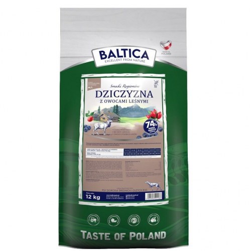 BALTICA Smagene fra regionerne hjort med skovbær tørfoder til voksne hunde af mellemstore og store racer 12 kg