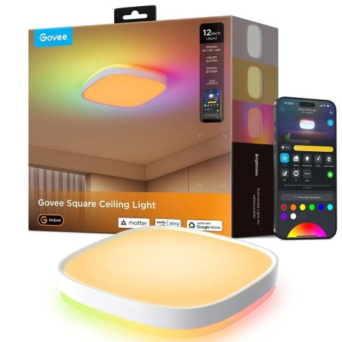 Govee 12-tommer firkantet smart loftlampe RGBWW + RGBIC H80A4