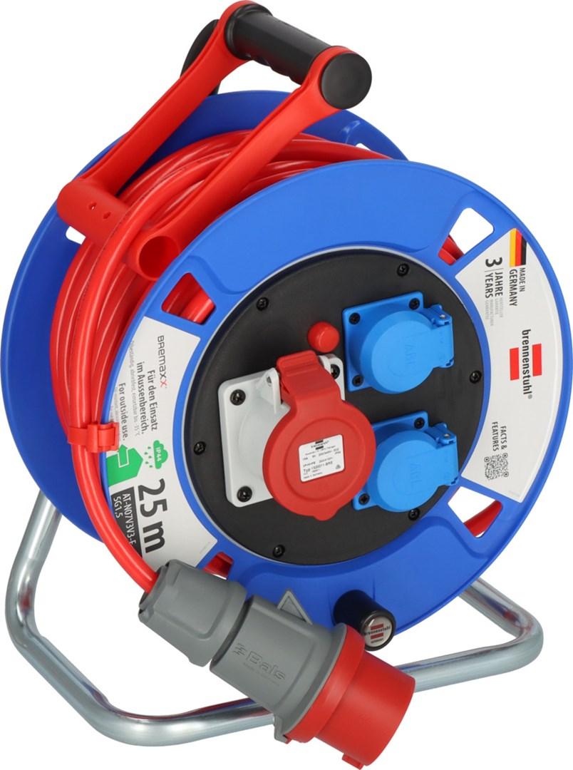 Brennenstuhl 1182770010, 25 m, Udendørs, IP44, Ridseresistent, Kuldebestandig, Oliebestandig, UV-resistent, Plast, Sort, Blå, Grå, Rød