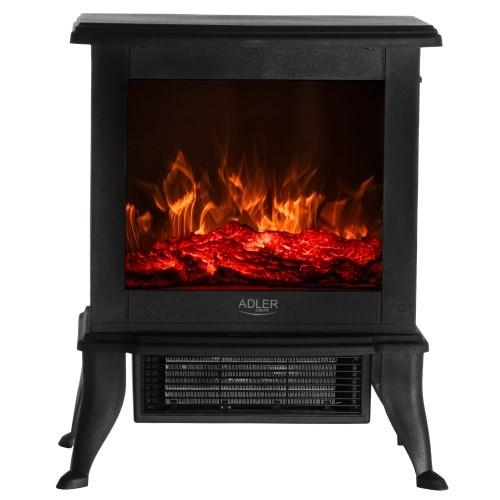 Adler elektrisk pejs med 3D flammeeffekt og termostat 1000/1800 W