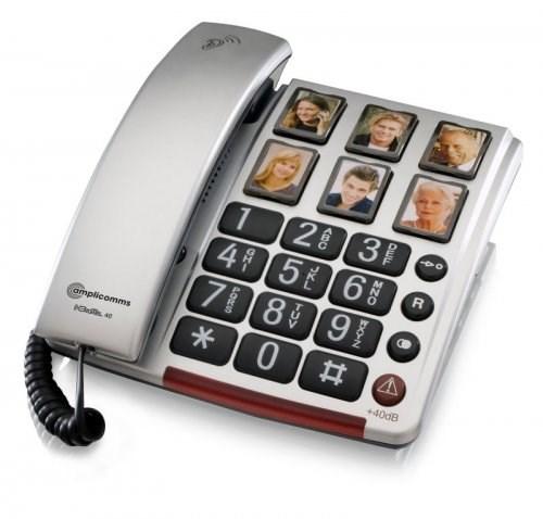 BigTel 40 Plus fastnettelefon - stor knap, analog - sort/grå
