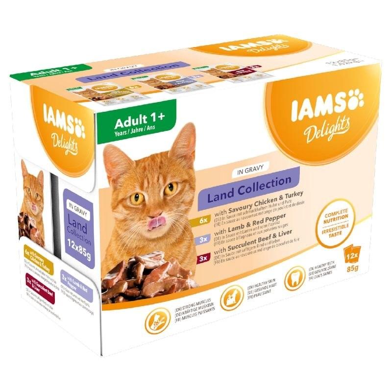 IAMS Delights Land Collection vådfoder til kat 12 x 85 g