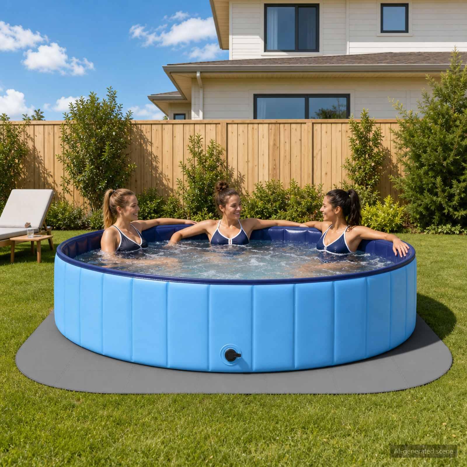 Poolbundmåtte 49 stk. Ø 408 cm rund EVA skum grå