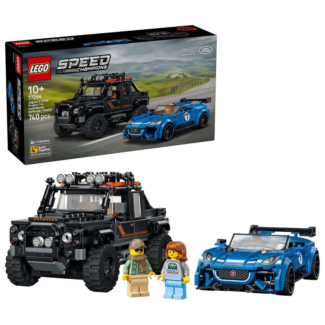LEGO Speed Champions 77264 Jaguar F-TYPE Project 7 og Land Rover Defender Classic byggesæt