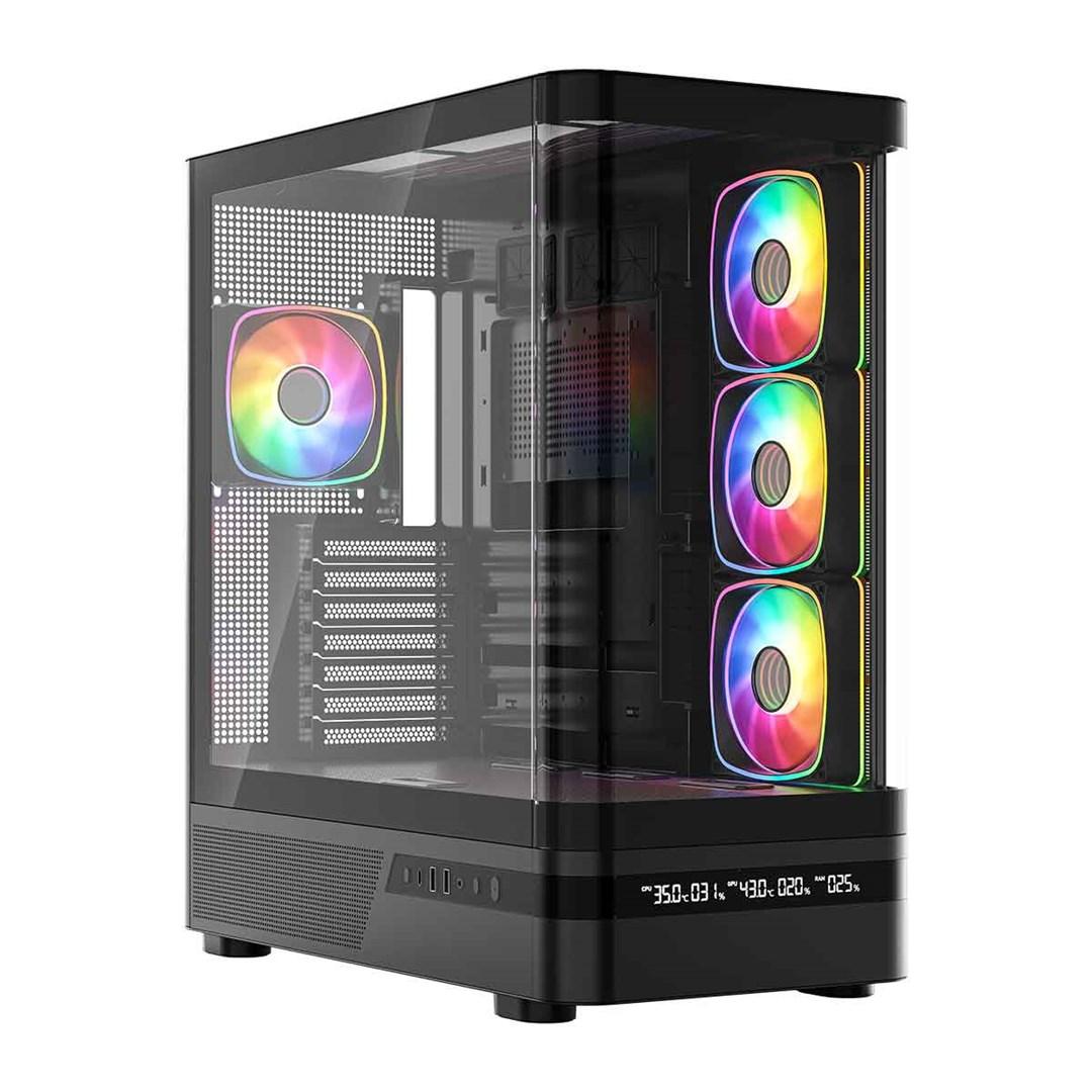 MODECOM Volcano AQ200 ARGB midi tower PC kabinet - sort
