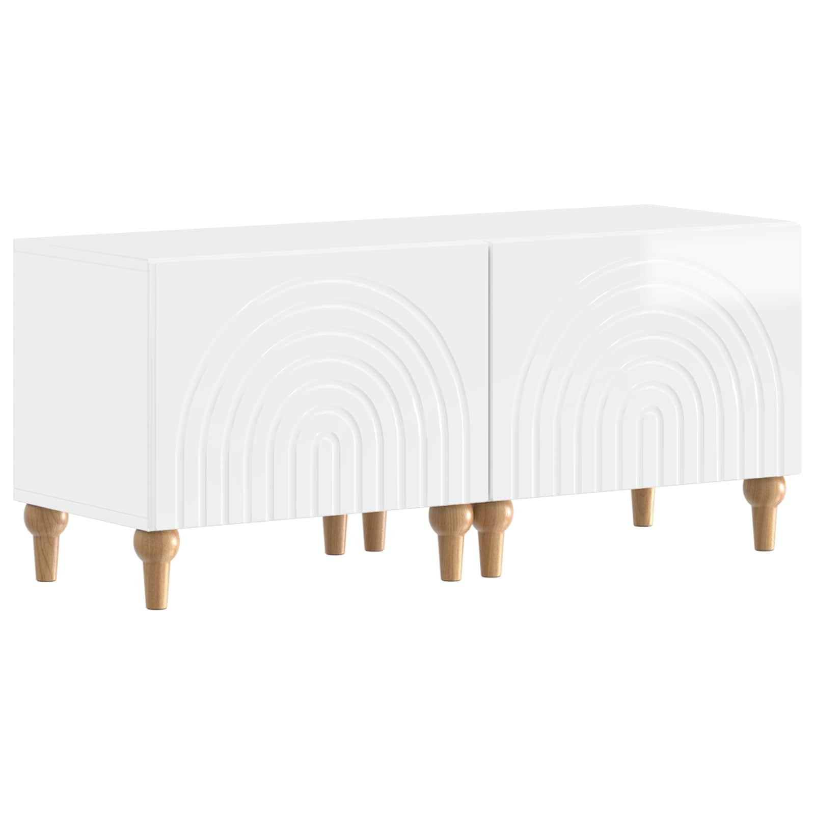 TV-skab i hvid højglans 98 x 35 x 43 cm i konstrueret træ