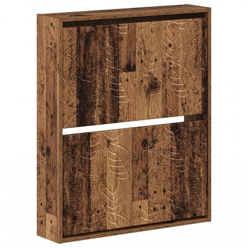 Vægmonteret skoskab DELFT 71 x 17 x 86 cm i konstrueret træ - gammelt træ