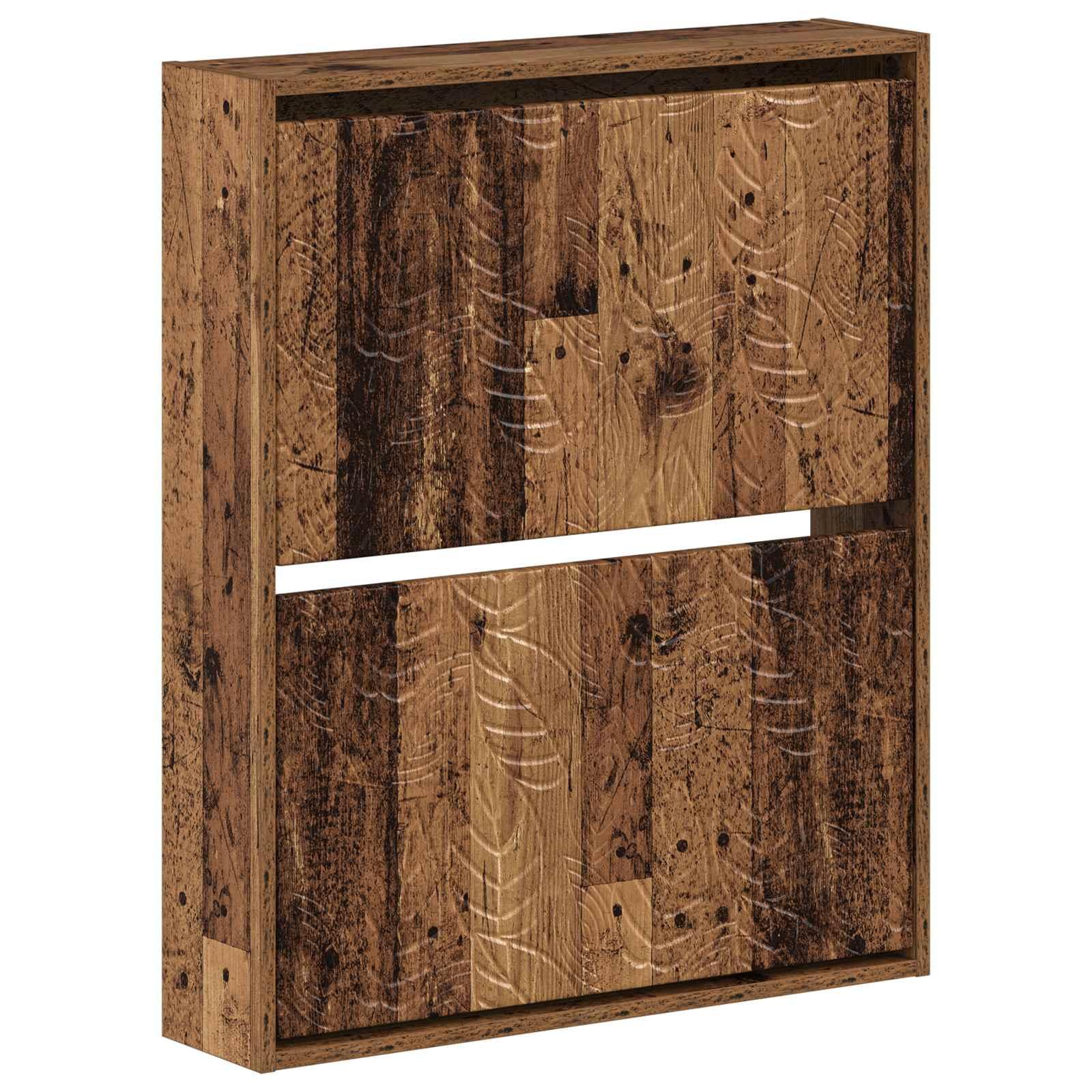 Vægmonteret skoskab DELFT 71 x 17 x 86 cm i konstrueret træ - gammelt træ
