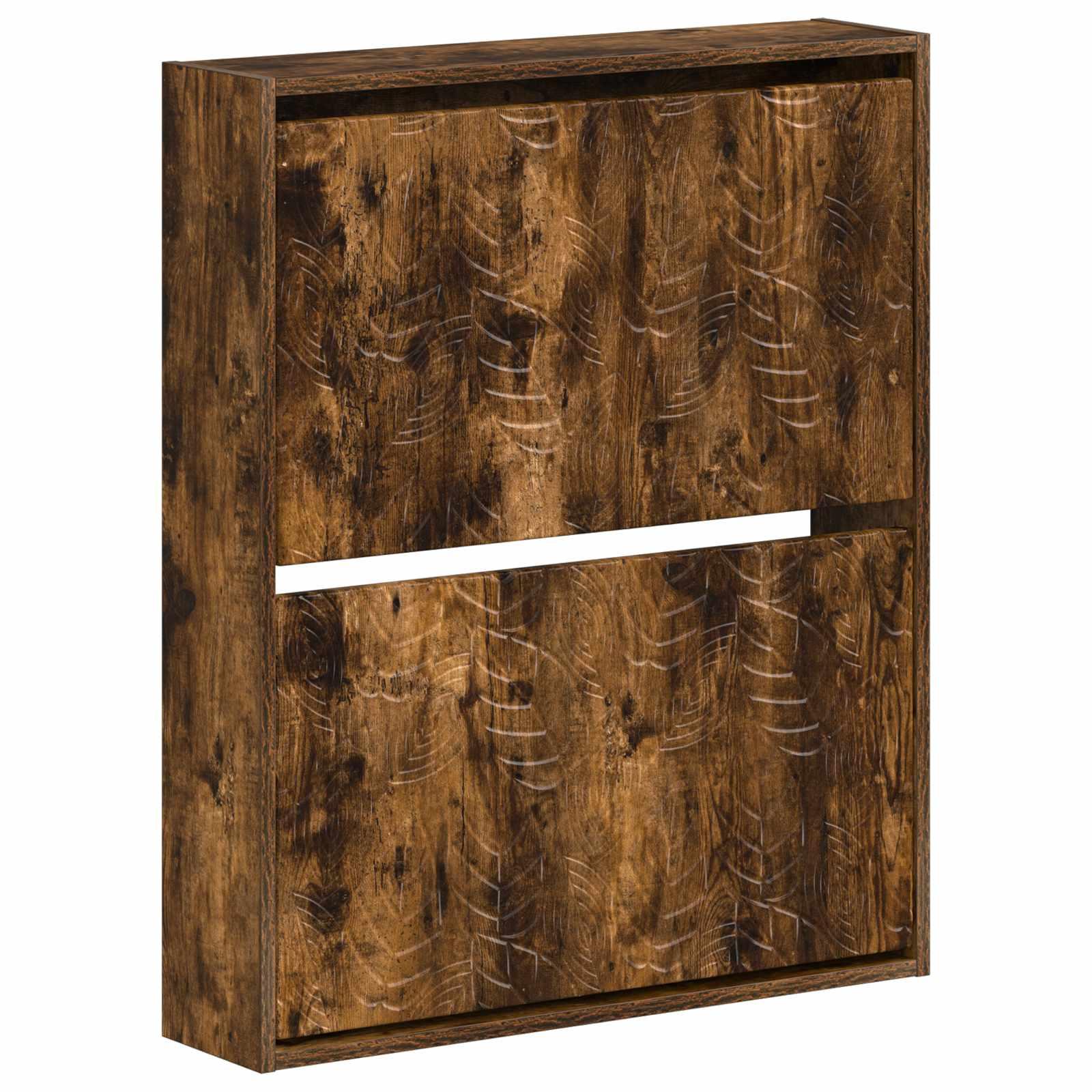 Vægmonteret skoskab DELFT 71 x 17 x 86 cm i konstrueret træ - røget eg