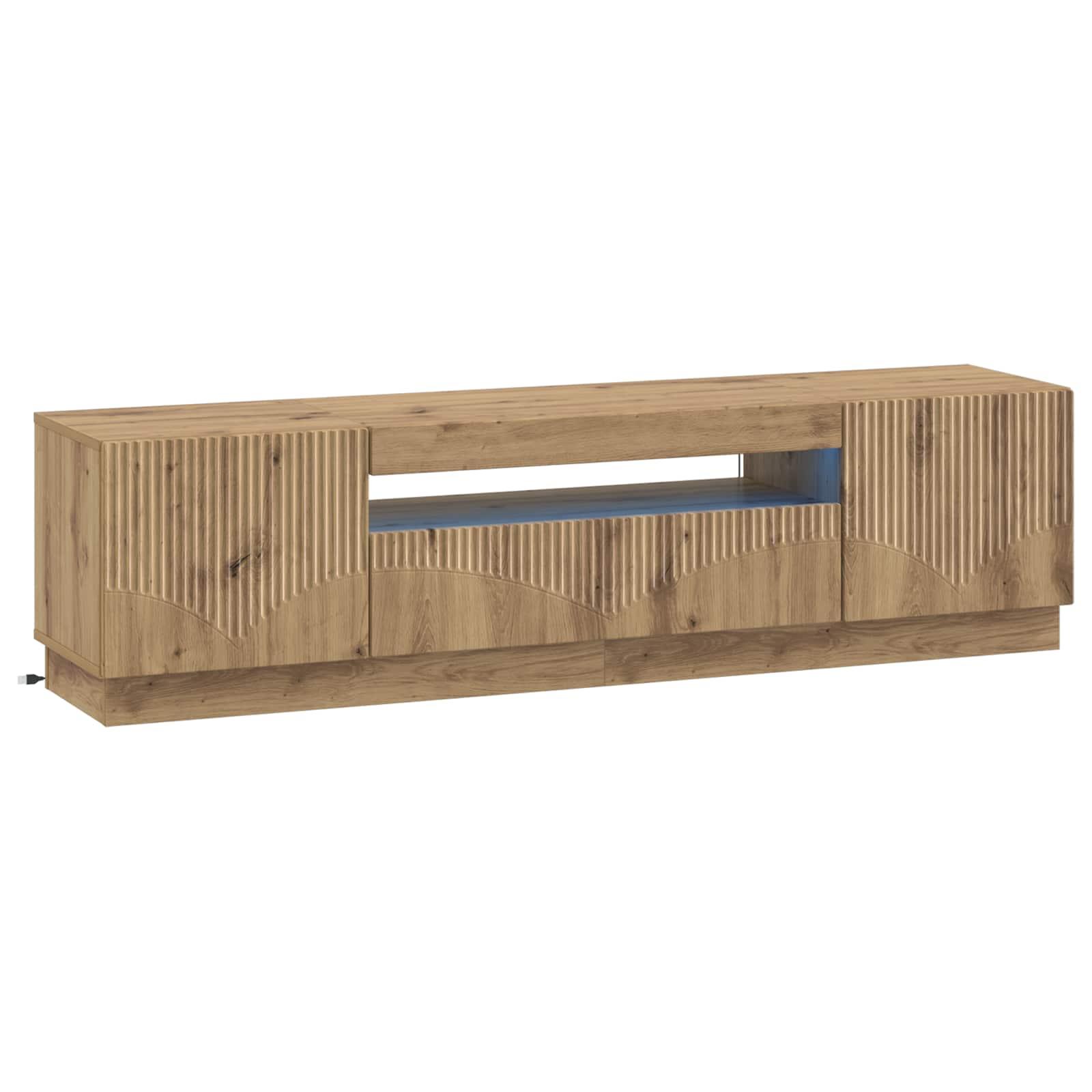 LED TV-skab i artisan-eg med vendbare døre