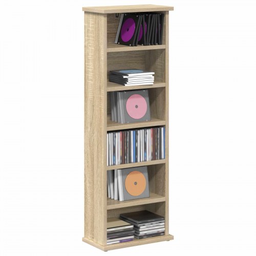 CD skab i sonoma-eg med 5 hylder 32 x 17 x 92 cm