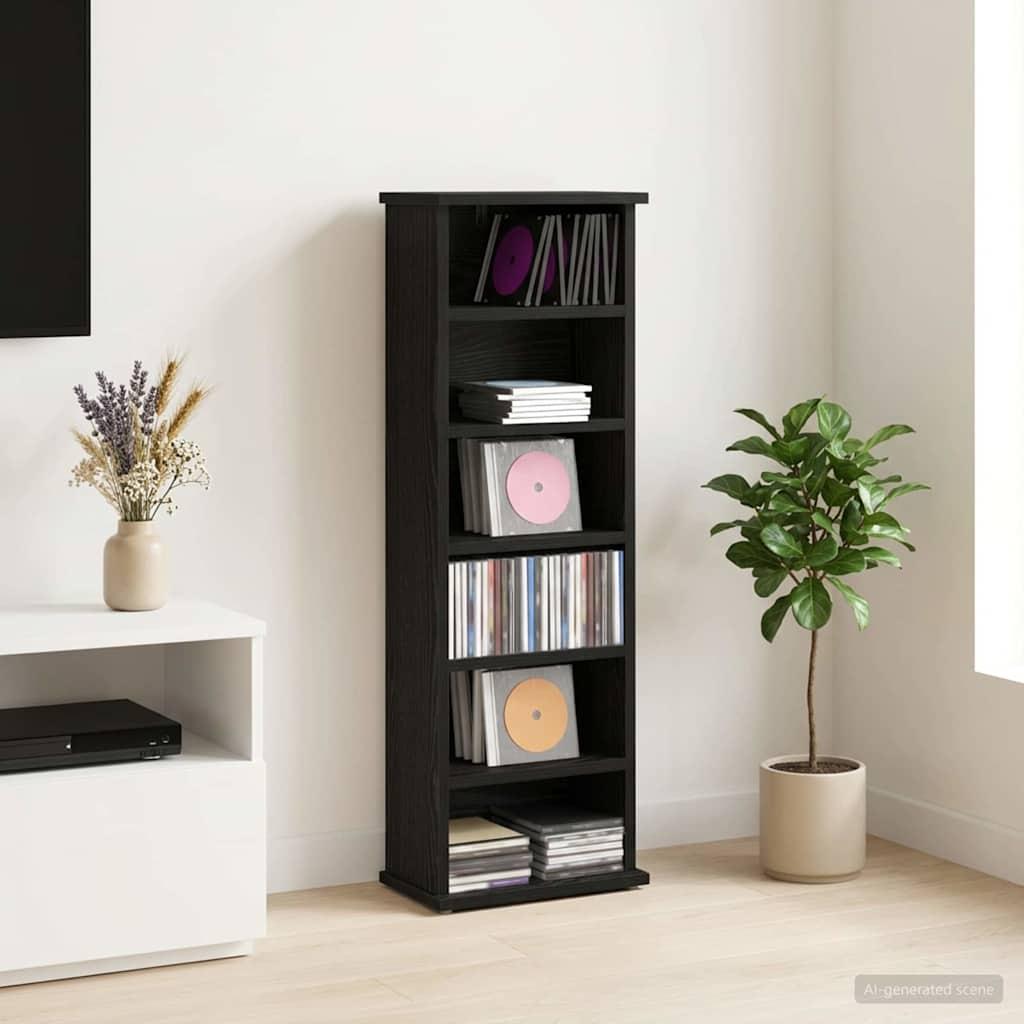 CD-skab i sort eg 32 x 17 x 92 cm i konstrueret træ