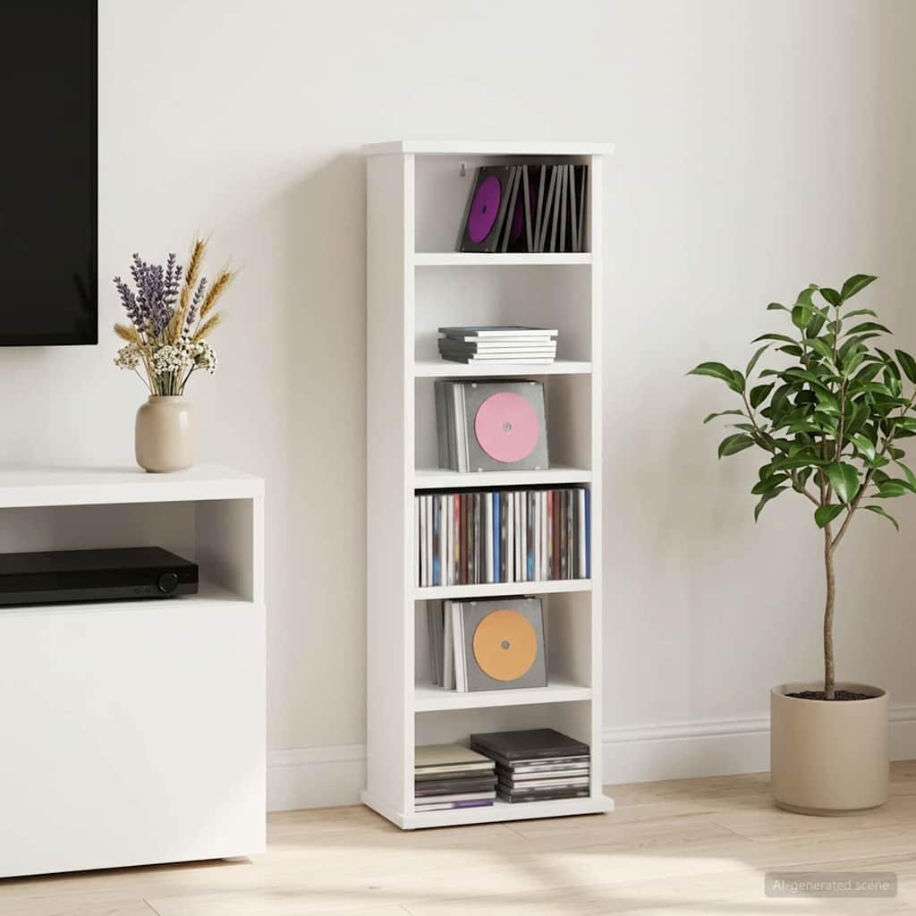 CD-skab hvid 32 x 17 x 92 cm i konstrueret træ