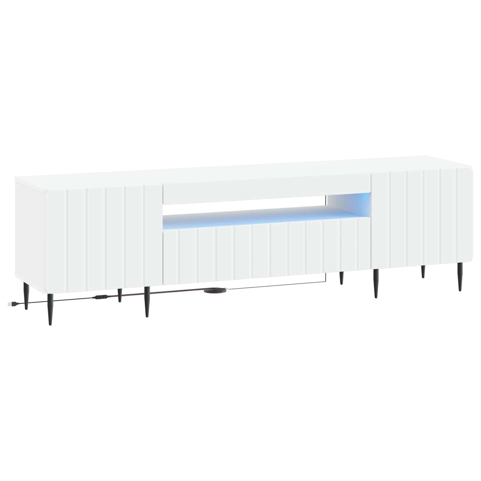 LED TV-skab i hvidt konstrueret træ med opbevaring