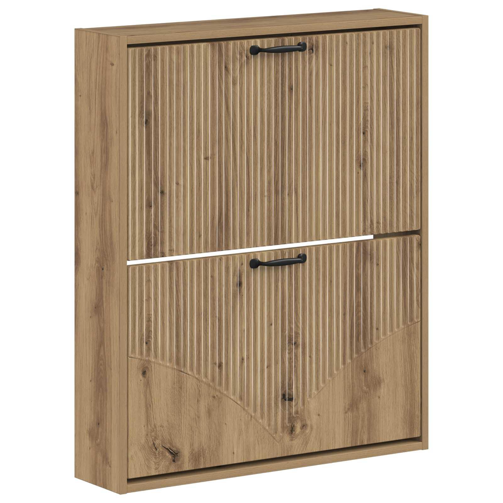Vægmonteret skoskab HOORN 71 x 17 x 86 cm i artisan-eg