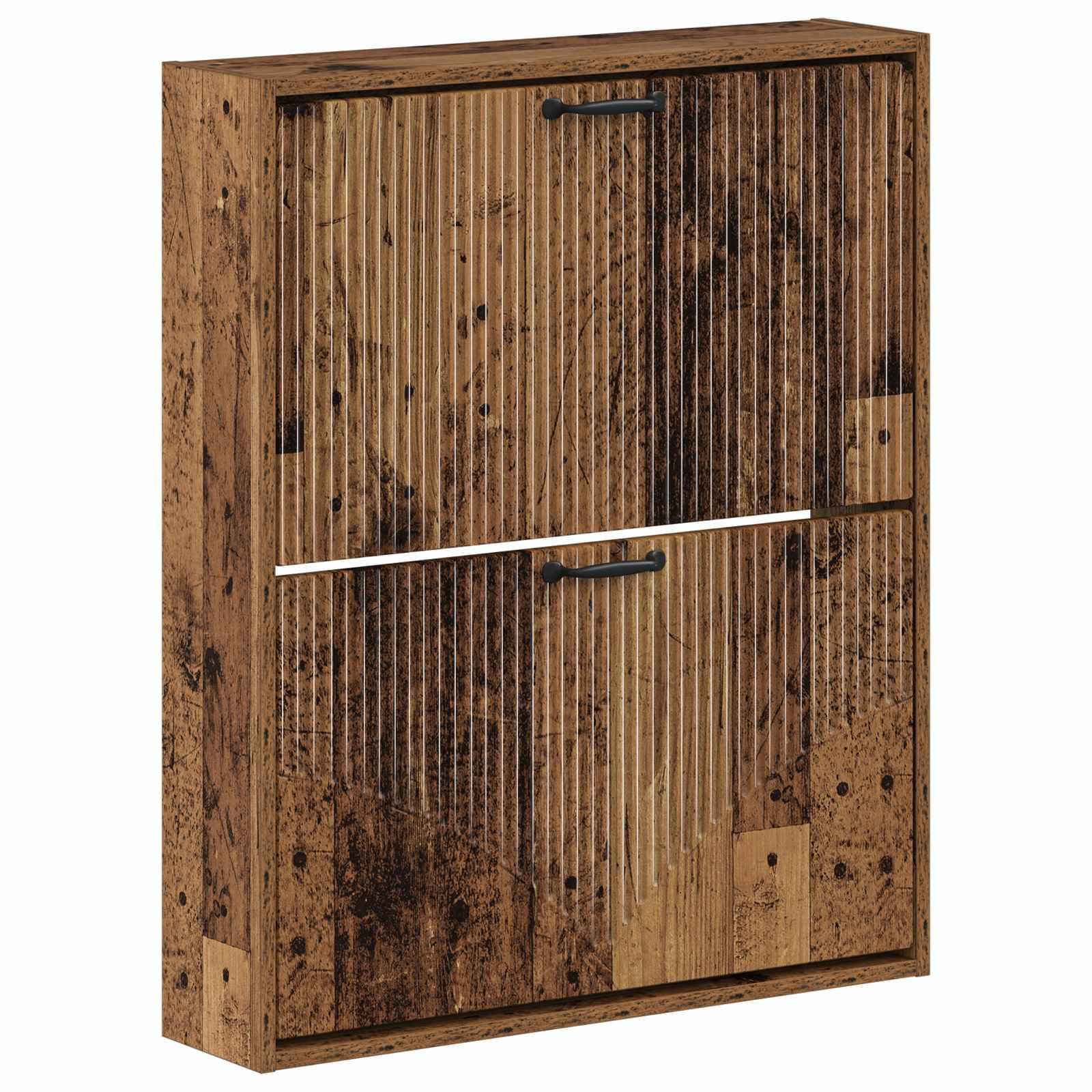 Vægmonteret skoskab HOORN 71 x 17 x 86 cm i gammelt træ