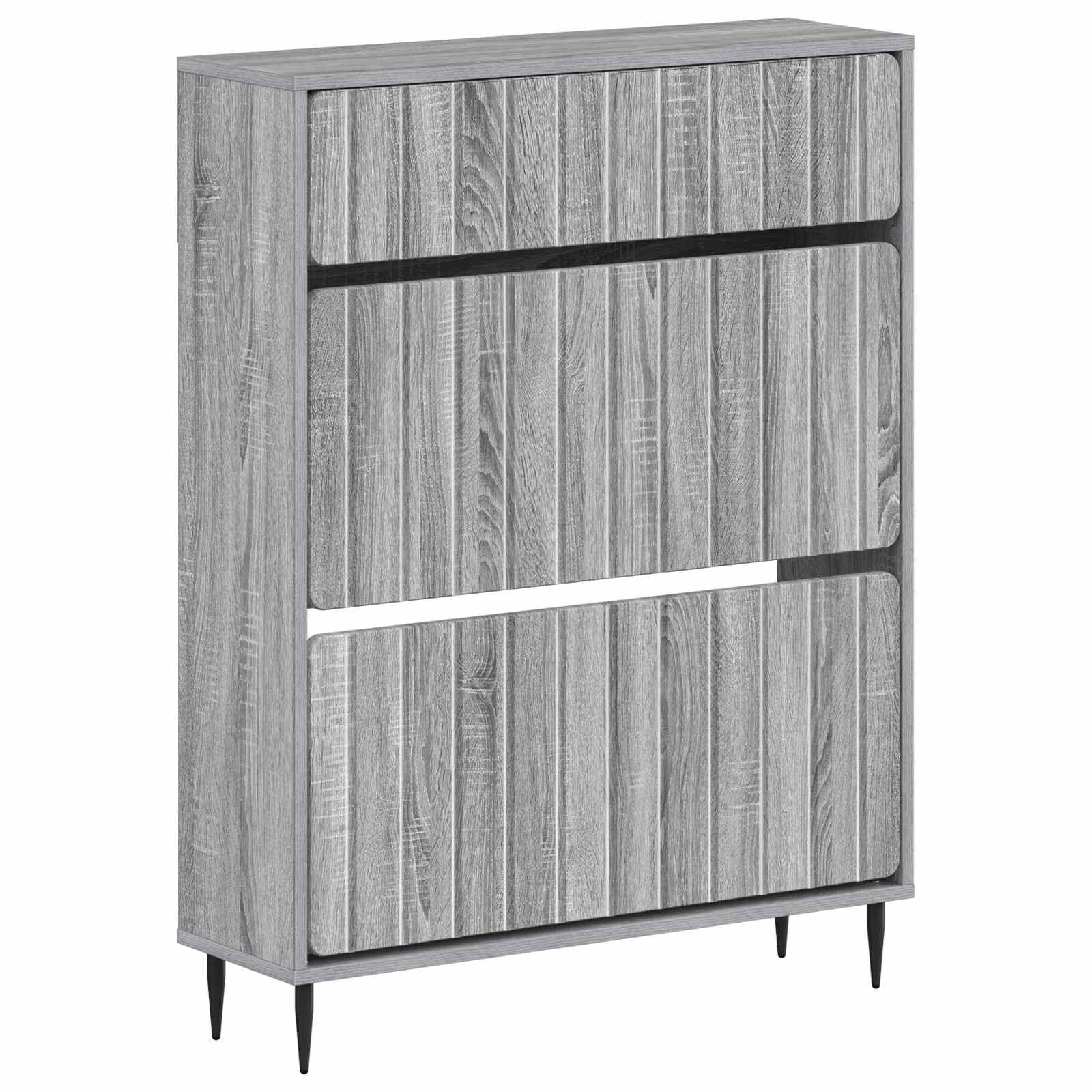 Skoskab ZWOLLE 78 x 24 x 103 cm i konstrueret træ - grå sonoma