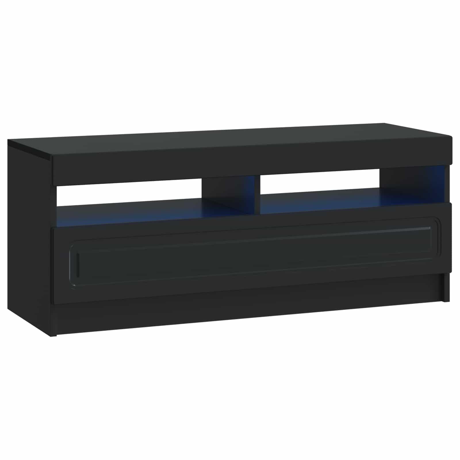 LED TV-skab i sort konstrueret træ med opbevaring