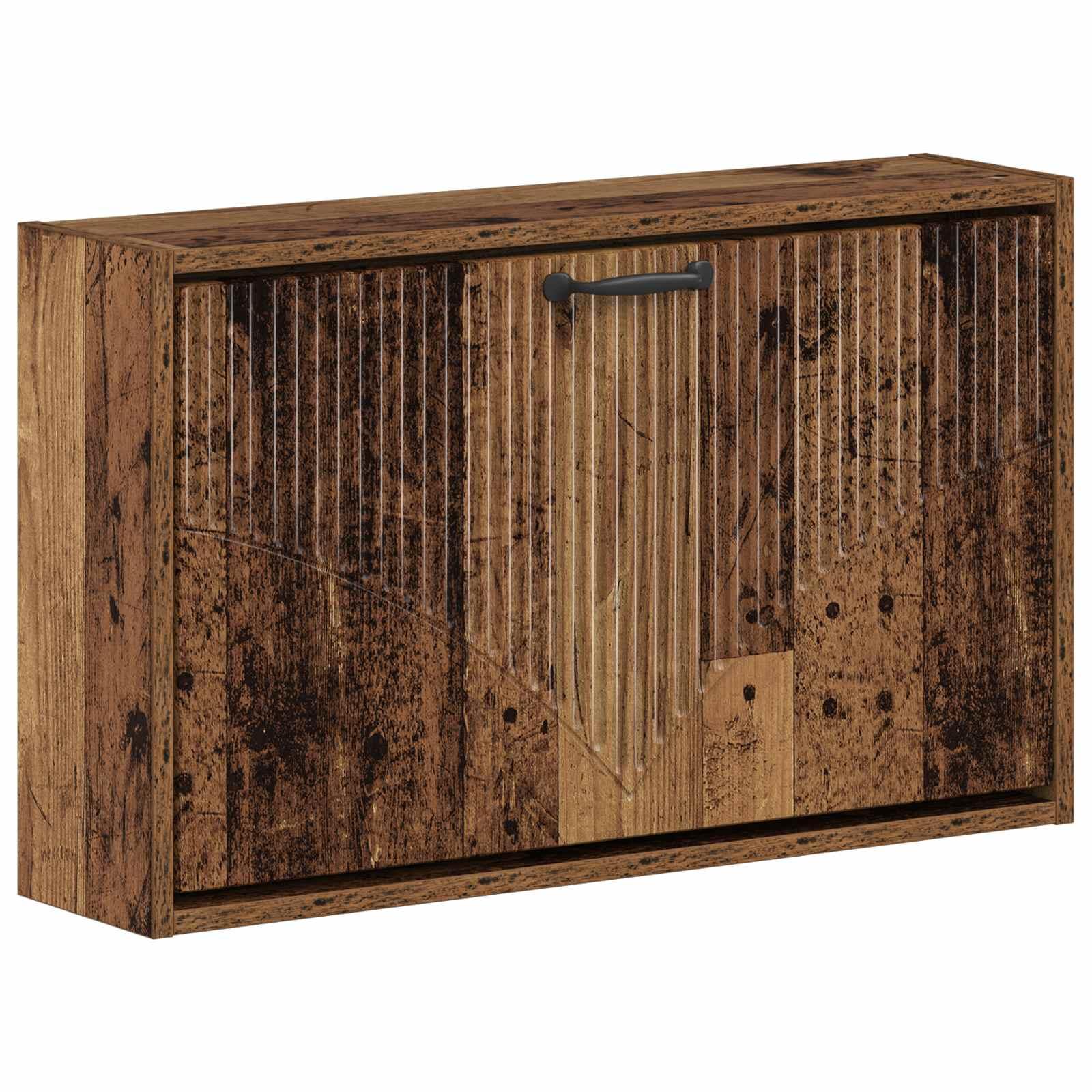 Vægmonteret skoskab HOORN 71 x 17 x 43 cm i konstrueret træ - gammelt træ