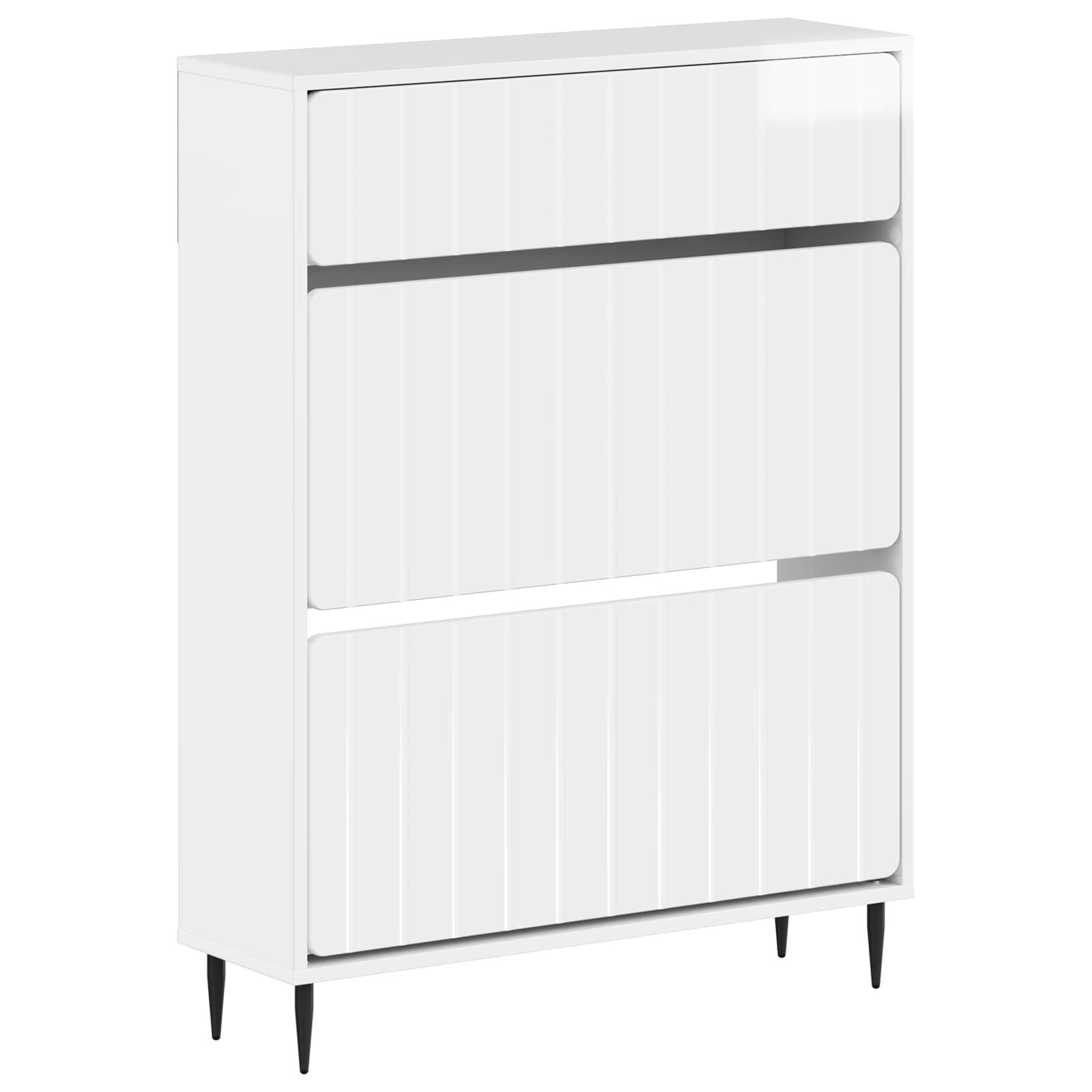 Skoskab ZWOLLE 78 x 24 x 103 cm i konstrueret træ - hvid højglans