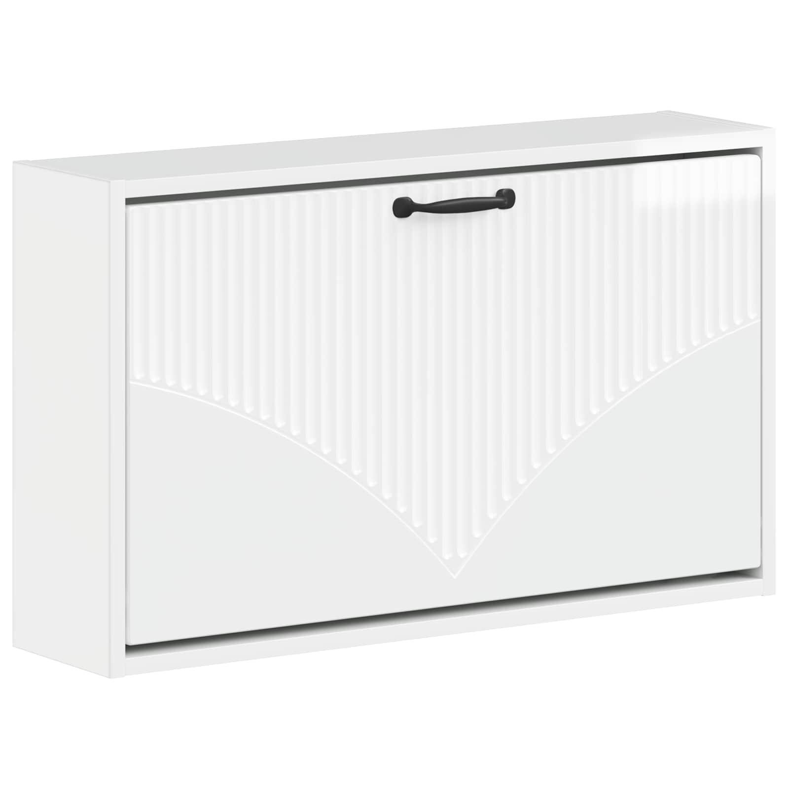 Vægmonteret skoskab HOORN 71 x 17 x 43 cm i konstrueret træ - hvid højglans