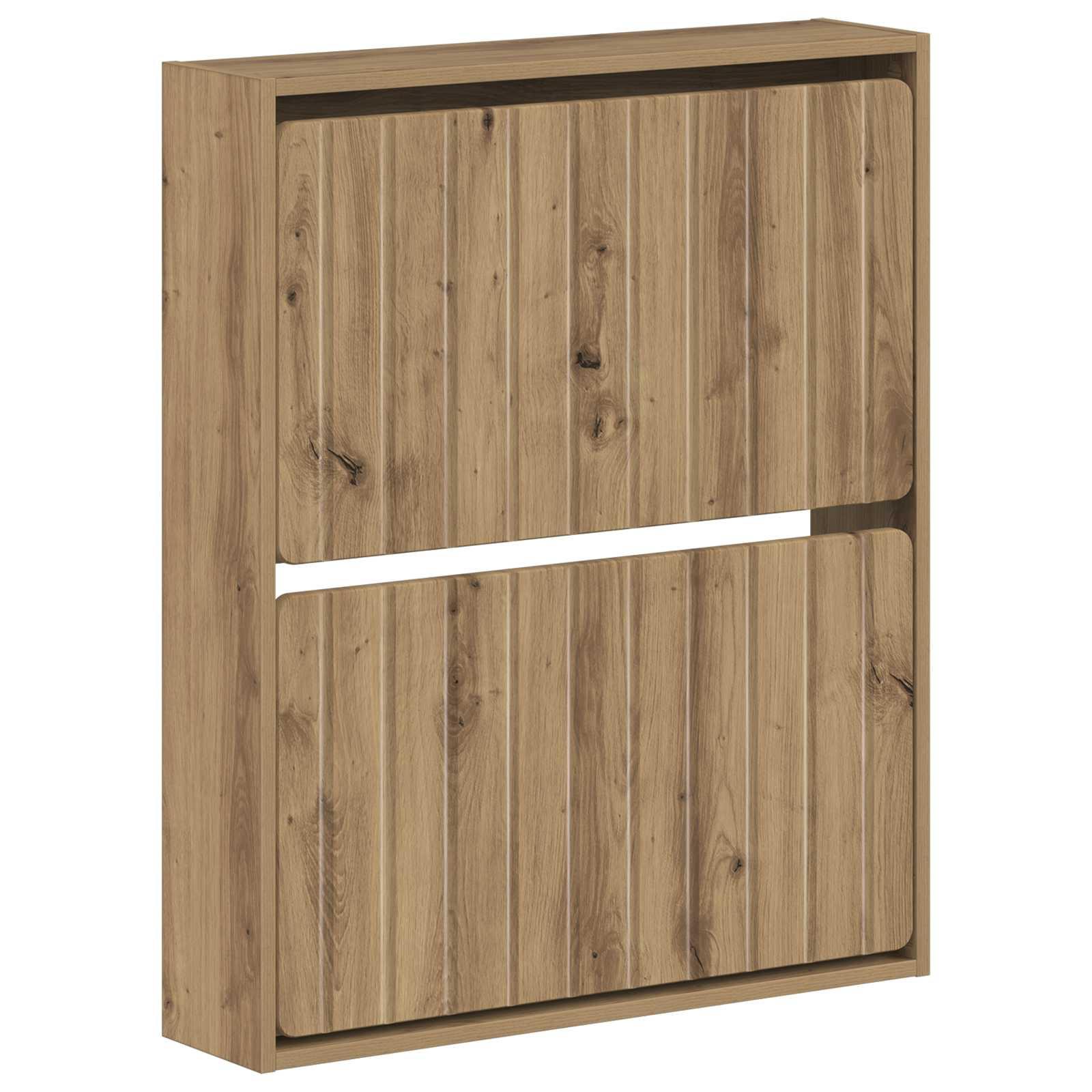 Vægmonteret skoskab ZWOLLE 71 x 86 x 17 cm i konstrueret træ - artisan-eg