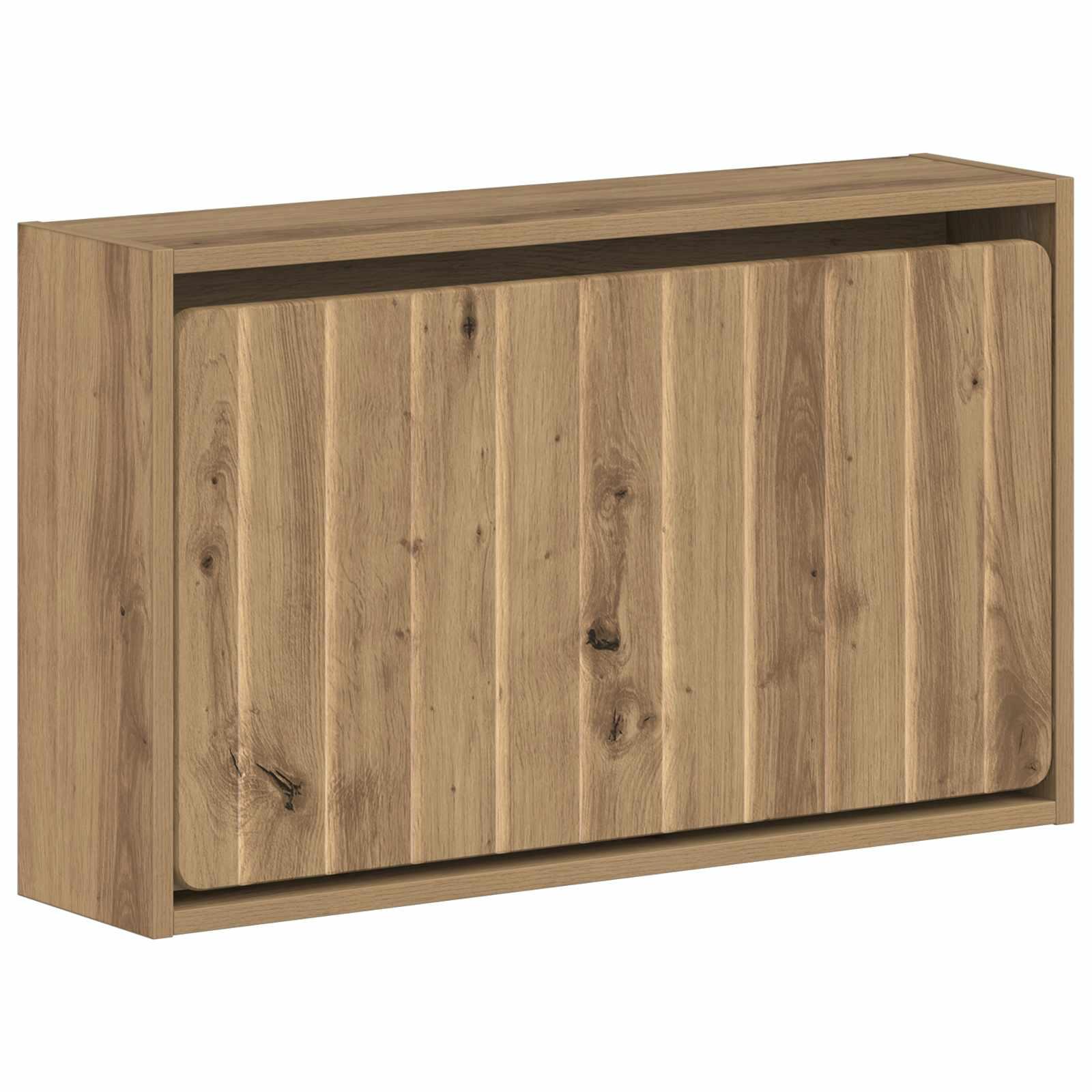 Vægmonteret skoskab ZWOLLE 71 x 17 x 43 cm i konstrueret træ - artisan-eg